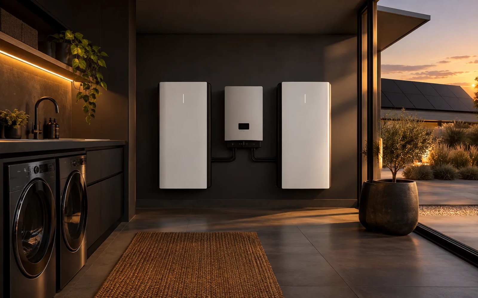 Baterías de litio e inversor instalados en una casa